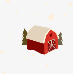 冬季红色房屋小楼素材