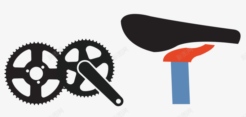 机械圆轴和自行车坐垫图标图标