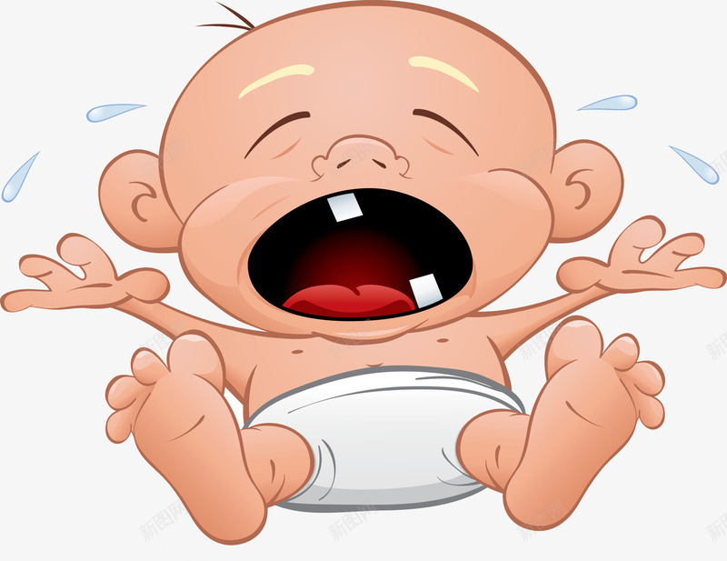 婴儿宝宝插画png免抠素材_88icon https://88icon.com 乳牙 卡通哭脸 婴儿 纸尿裤