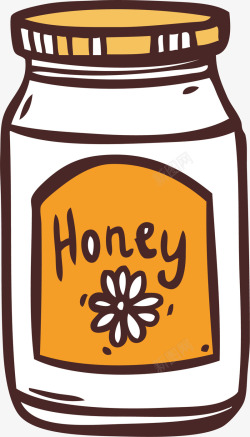 卡通手绘蜂蜜玻璃瓶素材