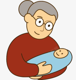 简笔奶奶抱着小婴儿素材