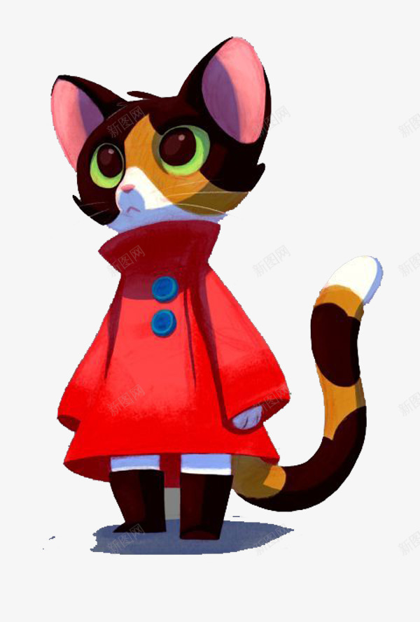 穿红衣服的猫png免抠素材_88icon https://88icon.com 猫 粉色耳朵 红衣服 长尾巴