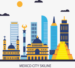 墨西哥城个性墨西哥旅游海报矢量图高清图片