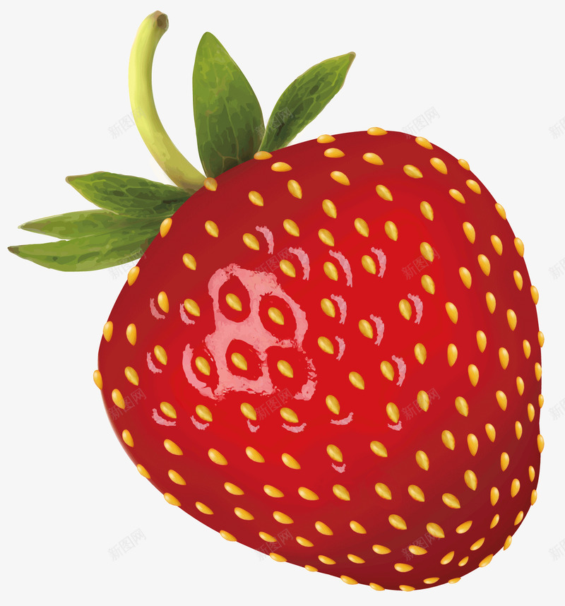 一个红色的草莓矢量图ai免抠素材_88icon https://88icon.com 吃的 红色的水果 绿色的叶子 食品 食物 黄色的籽 矢量图