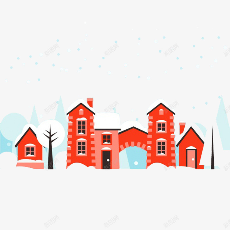 圣诞节下雪天的房屋png免抠素材_88icon https://88icon.com 下雪天 卡通 圣诞节 房屋 手绘