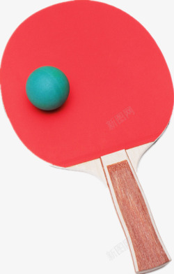 红色乒乓球拍和球素材