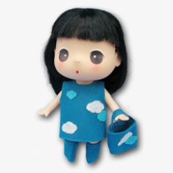 蓝色衣服的娃娃素材