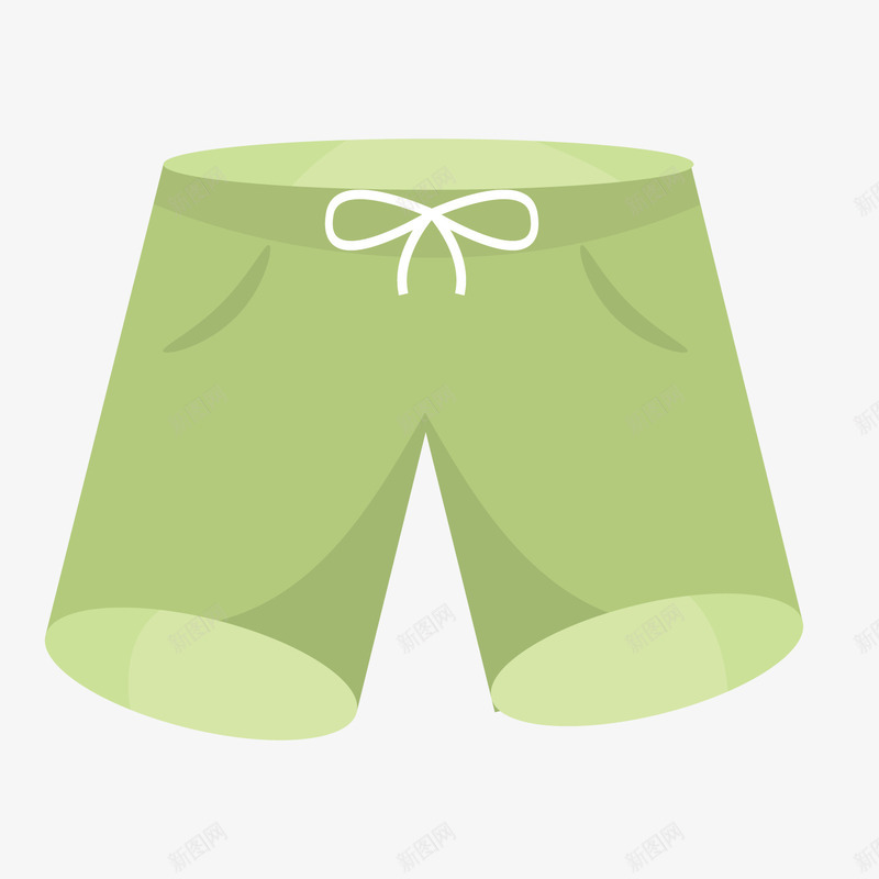 绿色短裤矢量图ai免抠素材_88icon https://88icon.com 圆形 夏天 对称 男士 短裤 绳结 绿色 衣服 矢量图