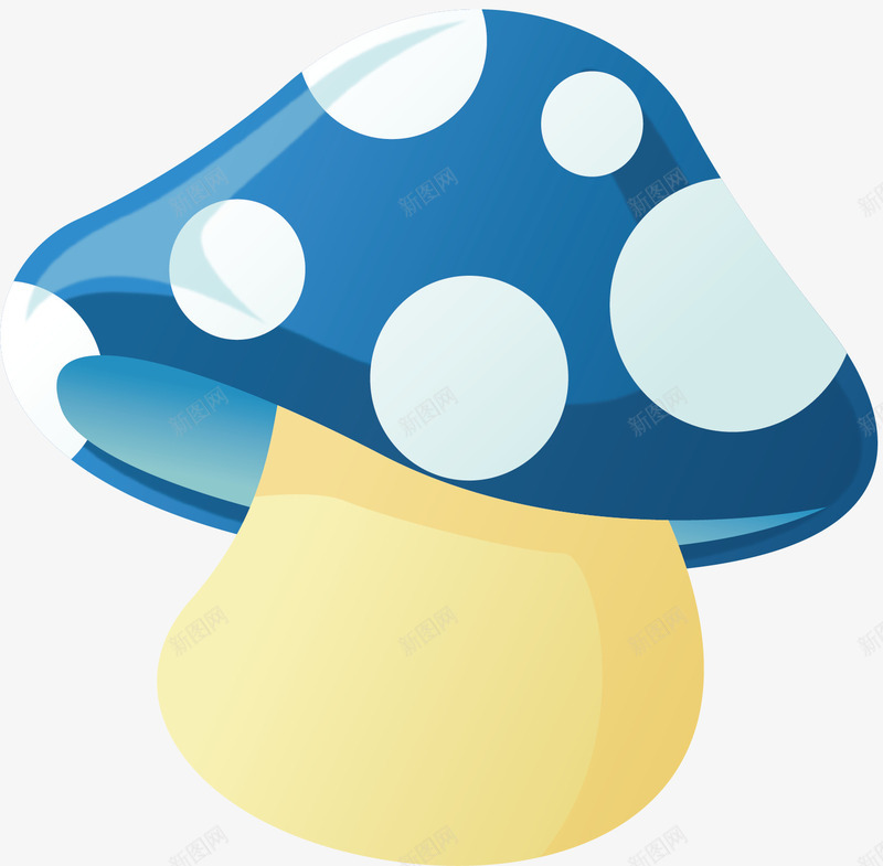 蓝色斑点小蘑菇矢量图ai免抠素材_88icon https://88icon.com 彩色蘑菇 斑点 蓝色小蘑菇 食品 食物 矢量图