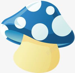 蓝色斑点小蘑菇矢量图素材