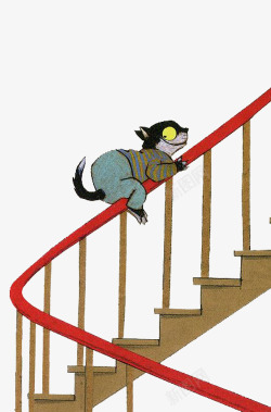 穿衣服的猫滑楼梯的猫高清图片