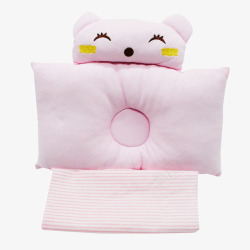 婴儿枕头粉色彩棉材质定型枕婴儿枕头高清图片