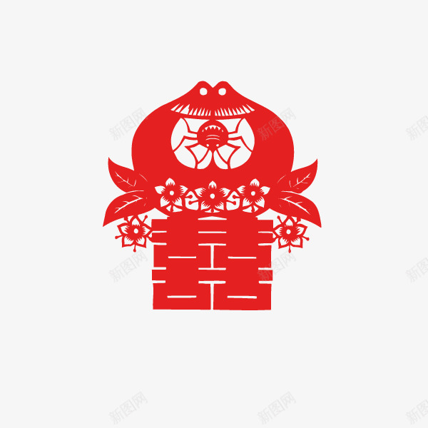 喜字双喜剪纸大红花纹点缀矢量图ai免抠素材_88icon https://88icon.com 剪纸 双喜 喜字 大红 花纹点缀 矢量图