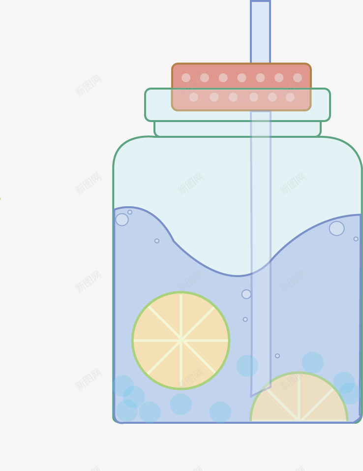 夏天的柠檬水png免抠素材_88icon https://88icon.com 小清新 柠檬水 玻璃罐 饮料
