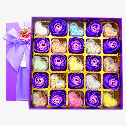 紫色花彩色糖果礼盒素材