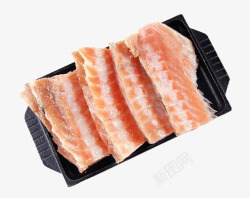 海鲜产品碟装新鲜三文鱼排系列高清图片