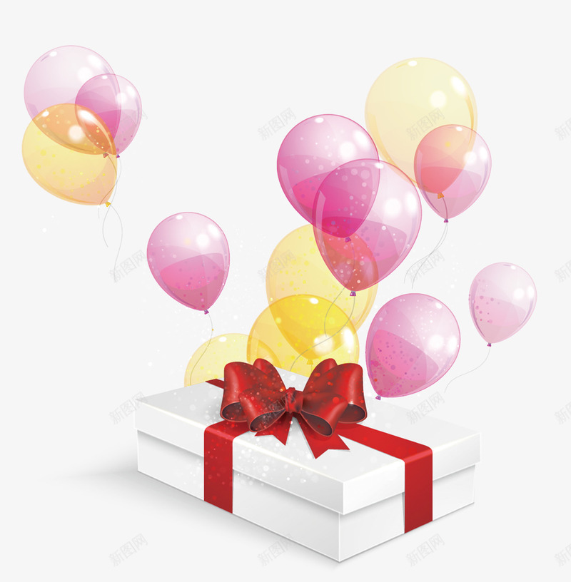 带气球的礼物盒png免抠素材_88icon https://88icon.com 气球 礼品 礼物 礼物盒 礼盒