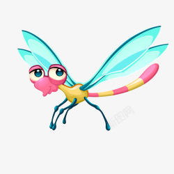 卡通彩色的蜻蜓昆虫矢量图素材