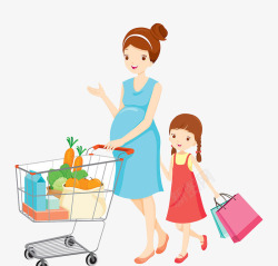 购物母女超市购物的母女高清图片