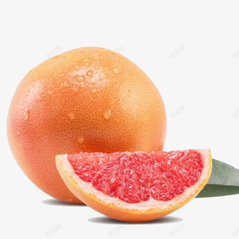 美味红柚png免抠素材_88icon https://88icon.com 叶子 新鲜柚子 柚子 水果 红心柚 美食
