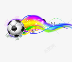 炫彩光线和足球手绘图素材