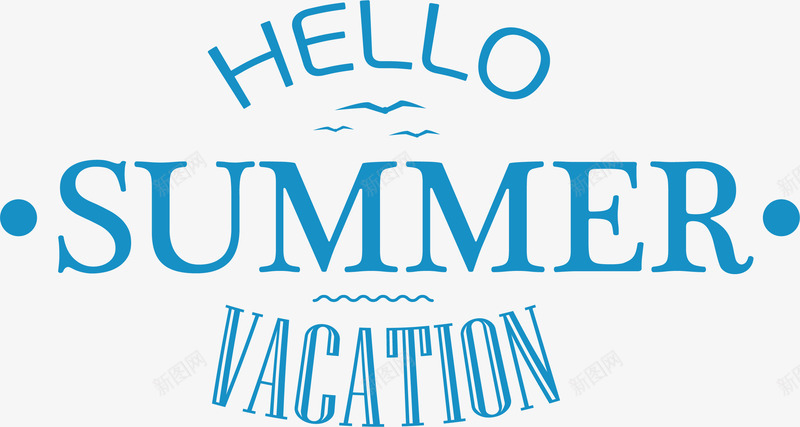 你好夏天艺术字png免抠素材_88icon https://88icon.com HELLO SUMMER VACATION 免抠PNG 夏天 夏日假期 暑假 波纹 海洋 英文 蓝色