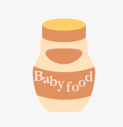 卡通宝宝辅食碗一瓶黄色的婴儿食物高清图片