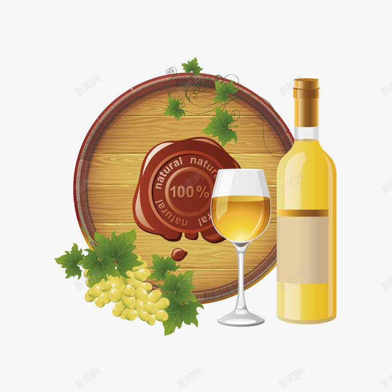 葡萄酒图案矢量图ai免抠素材_88icon https://88icon.com 叶子 就 葡萄 葡萄酒 矢量图