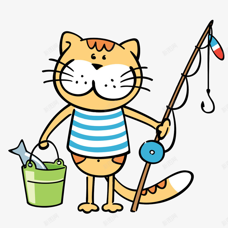 小花猫钓鱼png免抠素材_88icon https://88icon.com PNG 卡通 小猫钓鱼 手绘 猫 钓鱼 钓鱼杆 鱼