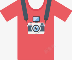 红色短袖红色带着相机的短袖标图标高清图片