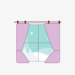 窗外下雪紫色窗帘的可爱图标高清图片