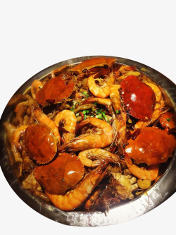 新鲜虾海鲜煲蟹煲素材