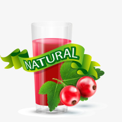 纯天然蔓越莓果汁矢量图素材