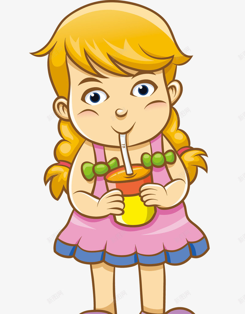 喝果汁的女孩png免抠素材_88icon https://88icon.com 人物 儿童 小孩 幼儿园人物 盒饮料的小人