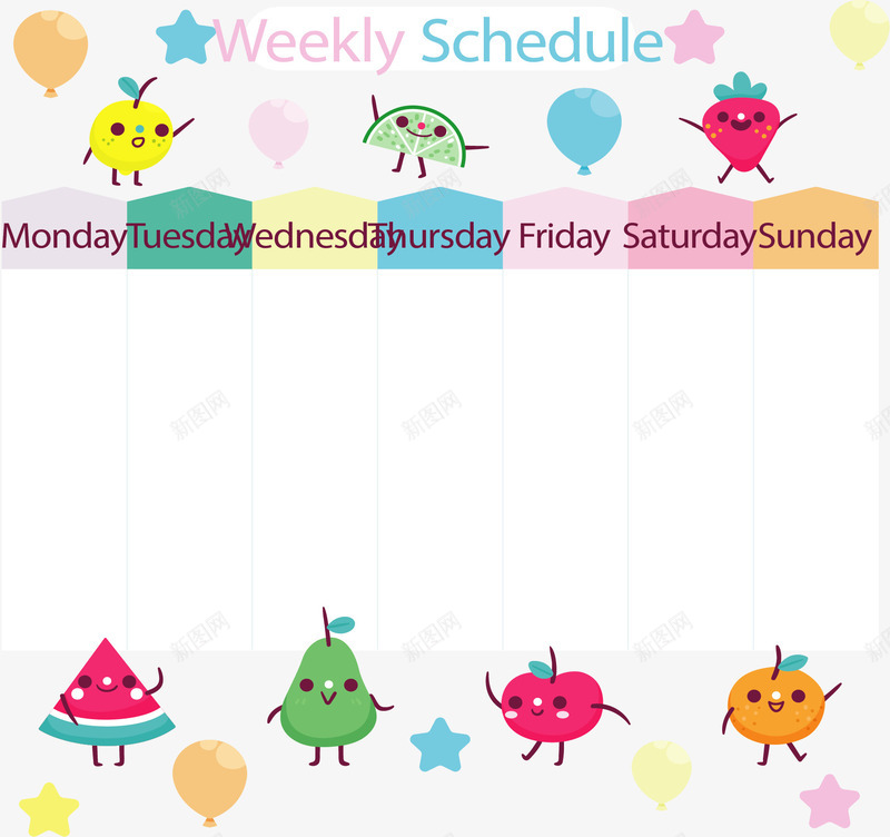 卡通水果一周计划矢量图ai免抠素材_88icon https://88icon.com 一周计划 卡通水果 手绘计划表 水果小人 矢量png 矢量图 计划 计划表