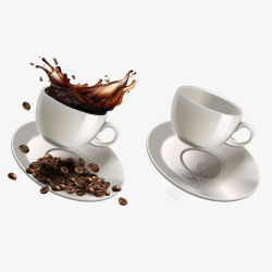 咖啡杯碟泼洒的咖啡高清图片