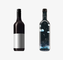 葡萄酒瓶创意素材