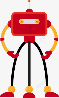 黄色机械人红色卡通机器人高清图片