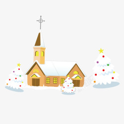 圣诞节房屋下雪矢量图素材