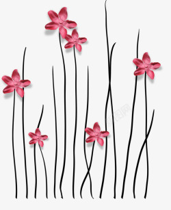 长线粉色小花装饰背景素材