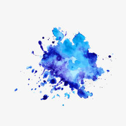 蓝色水彩绘颜料素材