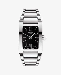 天梭银黑色腕表手表女士手表素材
