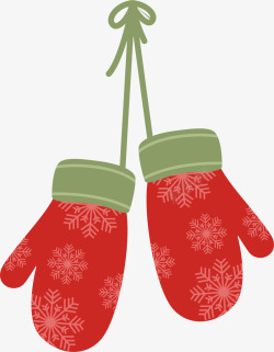 暖冬手套红色雪花冬日手套高清图片