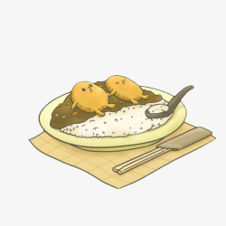 咖喱盖饭可爱卡通画风素材