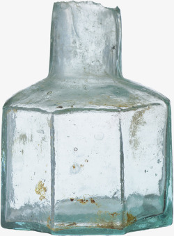 复古做旧淡蓝色透明玻璃瓶瓶子素材