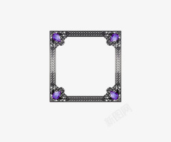 方形边框紫色钻石点缀素材