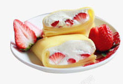 草莓奶油班戟甜品素材