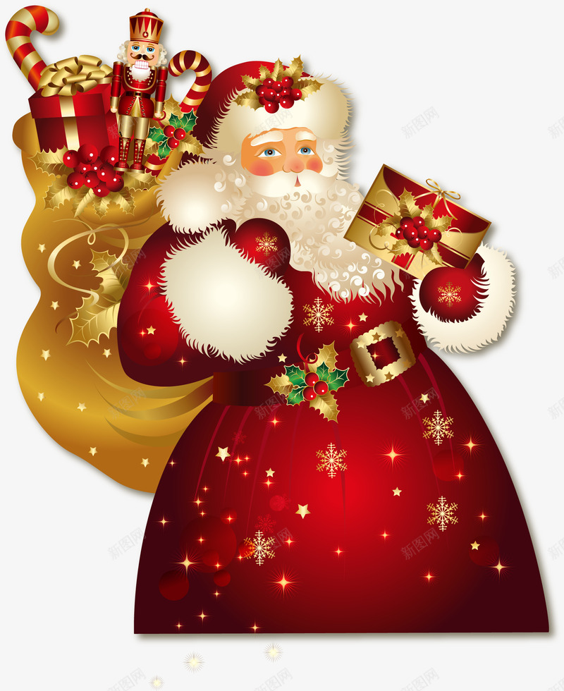 红色闪耀圣诞老人png免抠素材_88icon https://88icon.com 圣诞快乐 圣诞老人 圣诞节 礼品 红色老人 装饰图案 送礼物