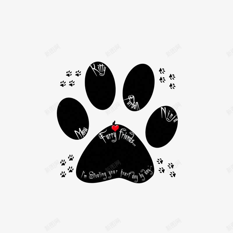 个性猫爪印贴纸png免抠素材_88icon https://88icon.com 卡通手绘 手绘猫爪 装饰图案