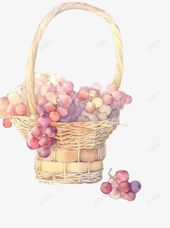 一篮子葡萄png免抠素材_88icon https://88icon.com 水果 竹篮 紫色 葡萄